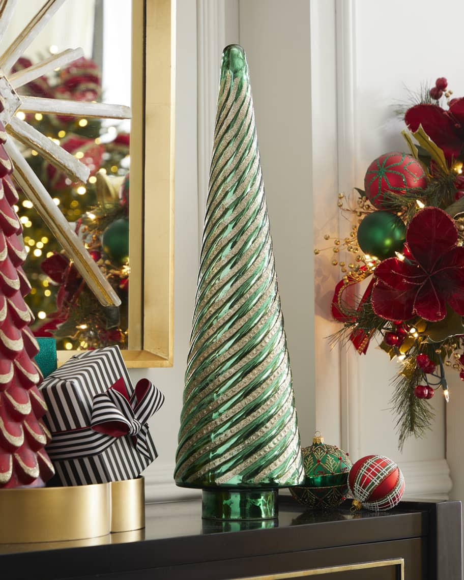 Neiman Marcus Shiny Green Tree w/ Golden Glitter, 25.8" | Neiman Marcus