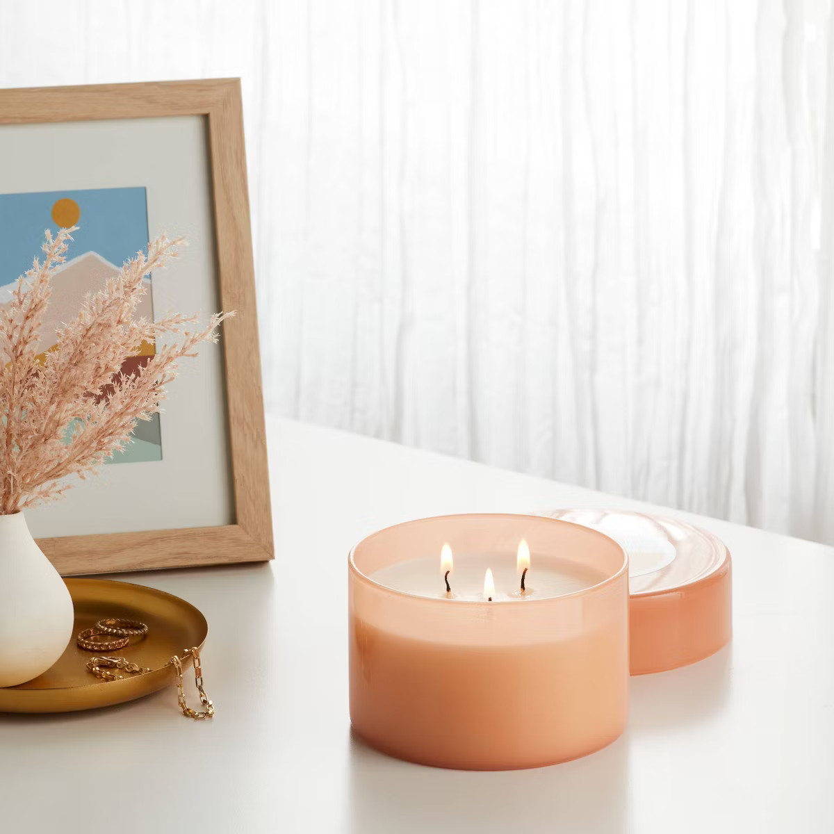 3-Wick Glass Jar Candle with Lid Luminous Peach 11.5oz - Room Essentials™ | Target