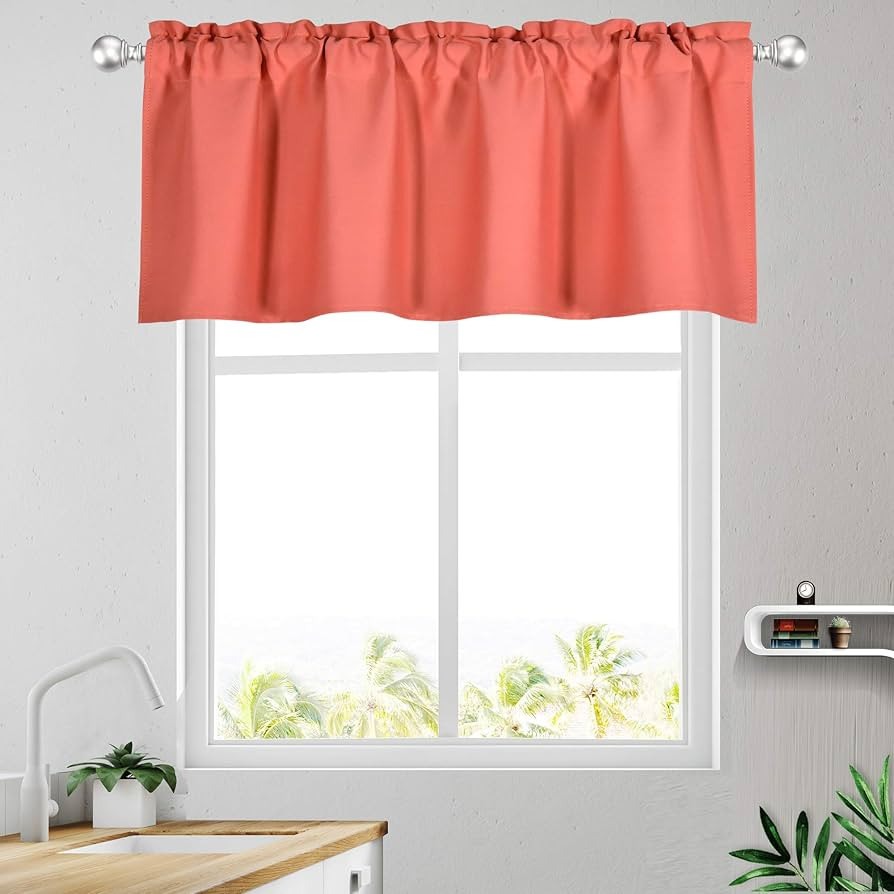 KEQIAOSUOCAI Coral Valance 18 Inch Length - Blackout Bedroom Valance Topper Curtains for Kitchen ... | Amazon (US)