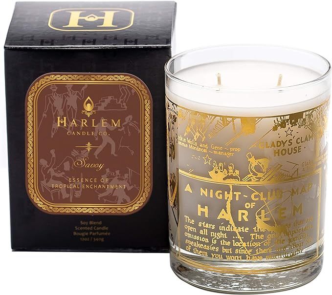 Harlem Candle Company Savoy Luxury Candle with 22K Gold Map Print, Glass Jar, Double Wick, 12 oz | Amazon (US)