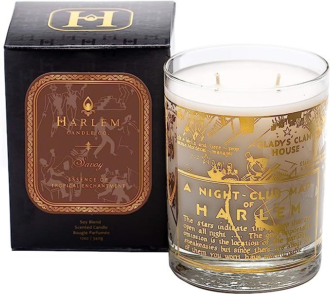 Harlem Candle Company Savoy Luxury Candle with 22K Gold Map Print, Glass Jar, Double Wick, 12 oz | Amazon (US)