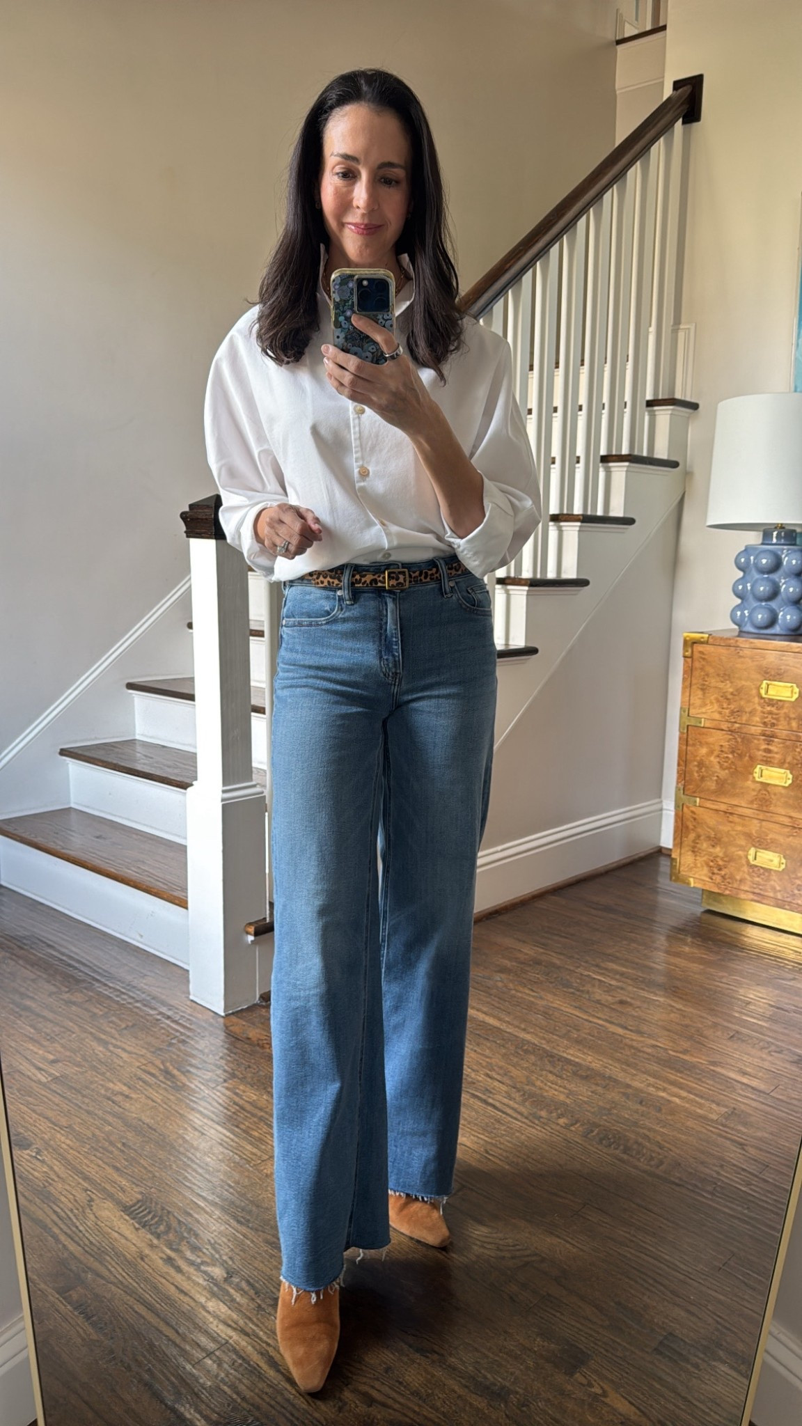 One more thing—the jeans come in 4 lengths and fit TTS. I’m wearing the twilight blue fray in my usual size and 32 inch length. 

Also love a white oxford shirt. Mine is currently sold out, but I have a similar style from the same brand that I love. Linking both!

#LTKOver40 #LTKFindsUnder100 #LTKFindsUnder50