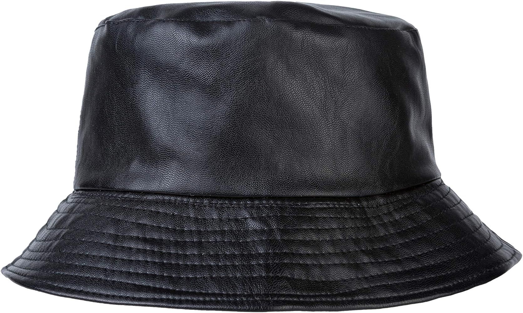 ZLYC Unisex Fashion Bucket Hat PU Leather Rain Hat Waterproof Fishmen Cap | Amazon (US)