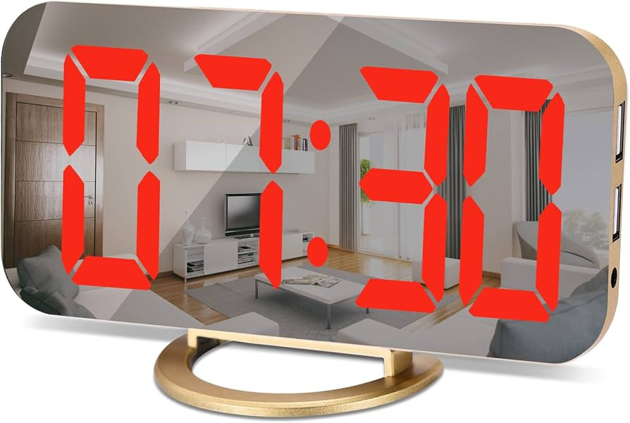 SZELAM Digital Alarm Clock,6.5 Inch LED and Mirror Electronic Clock,with Dual USB Ports,Battery B... | Amazon (US)
