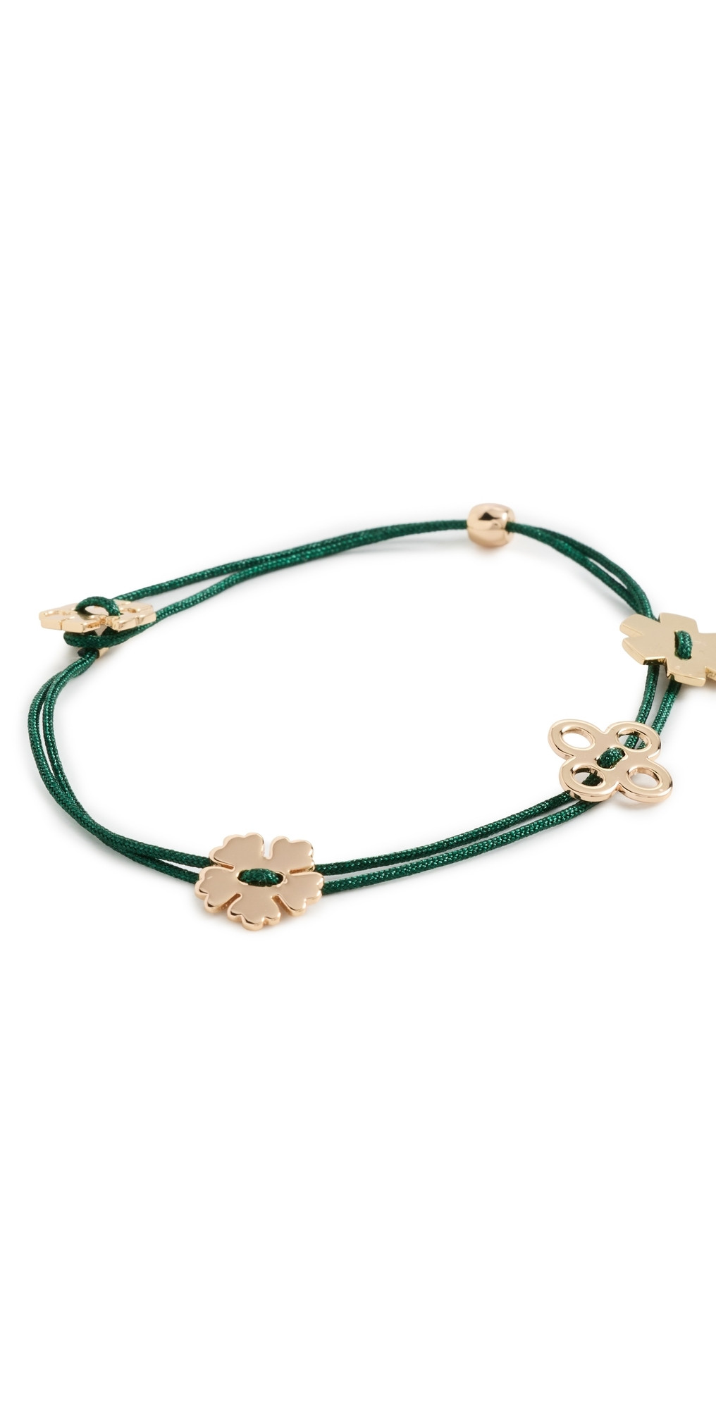 Tory Burch Clover Cord Bracelet Tory Gold/Dark Kale One Size | Shopbop