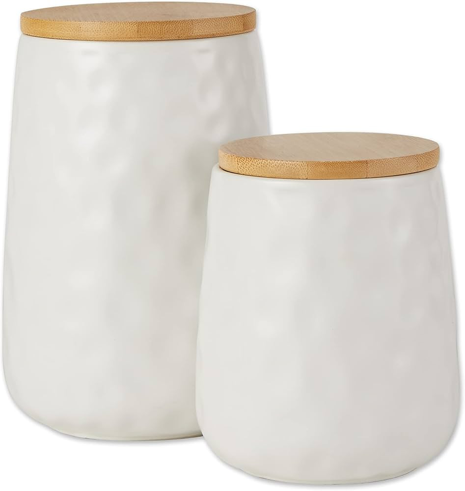 DII Kitchen Accessories Collection, Textured Matte Ceramic Canister Set, White, Dimple, 2 Piece | Amazon (US)