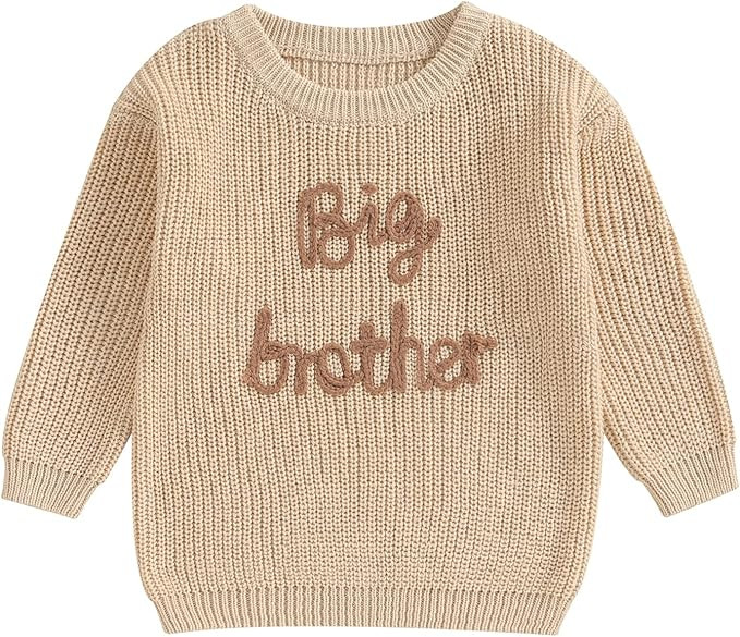 Big Brother Little Brother Matching Outfits Letter Embroidery Knit Sweater Shirt Baby Boy Winter ... | Amazon (US)