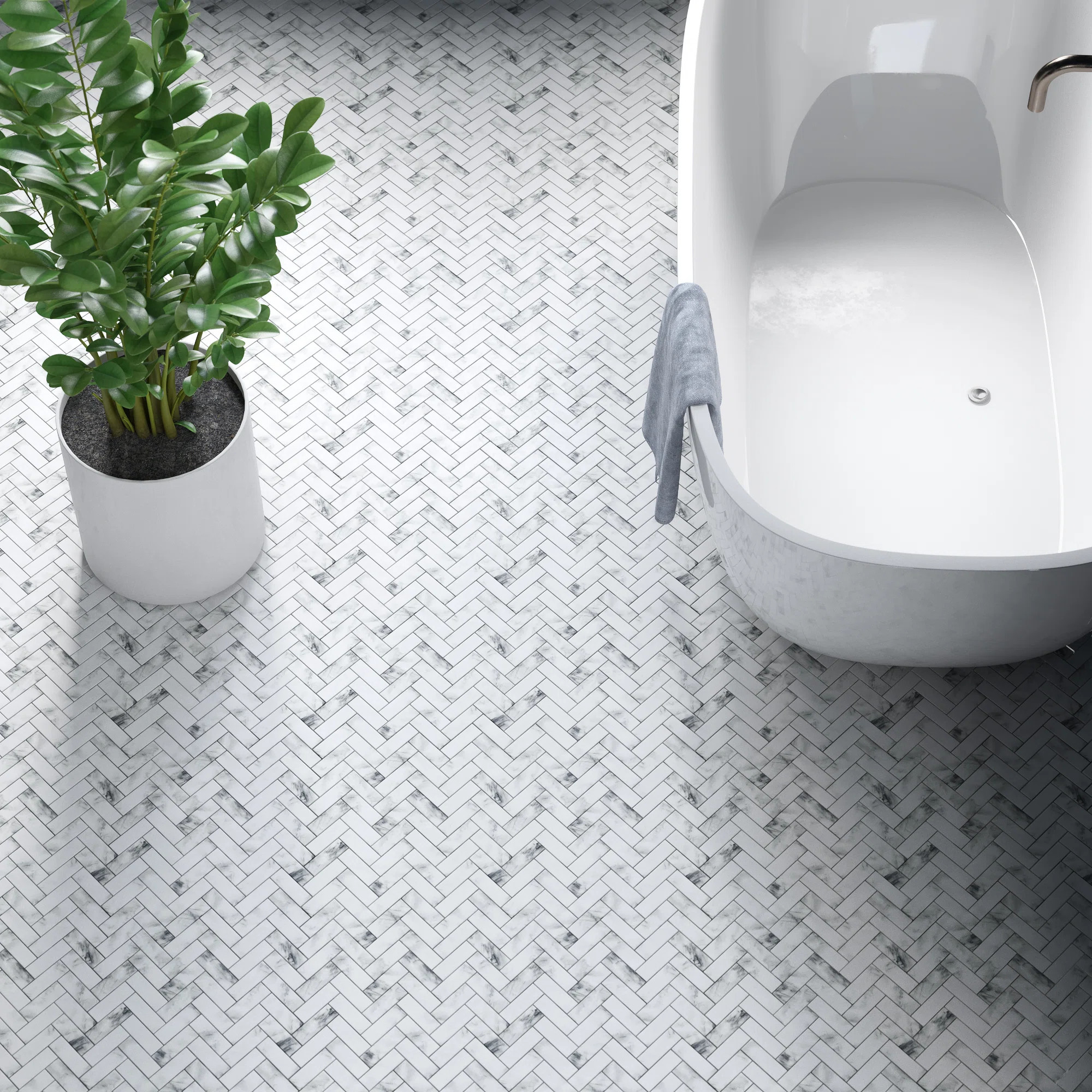 Calacatta Herringbone 1" x 3" Marble Mosaic Tile (1.11 Sq. Ft. / Sheet) | Wayfair North America