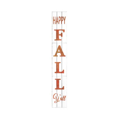 72" White And Orange Solid Wood Happy Fall Porch Sign | Wayfair North America