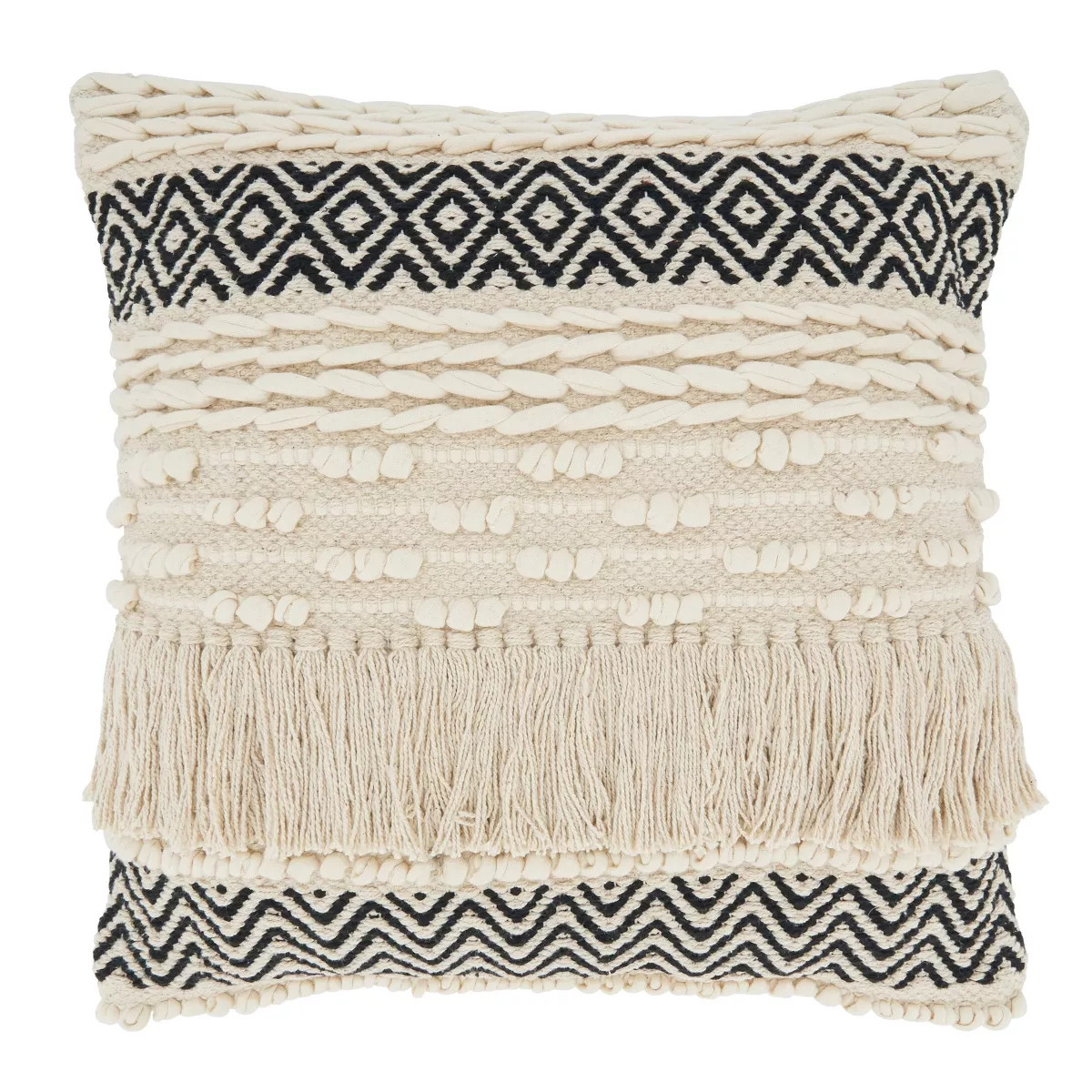 18"x18" Poly-Filled Textured Moroccan Design Square Throw Pillow Natural - Saro Lifestyle | Target