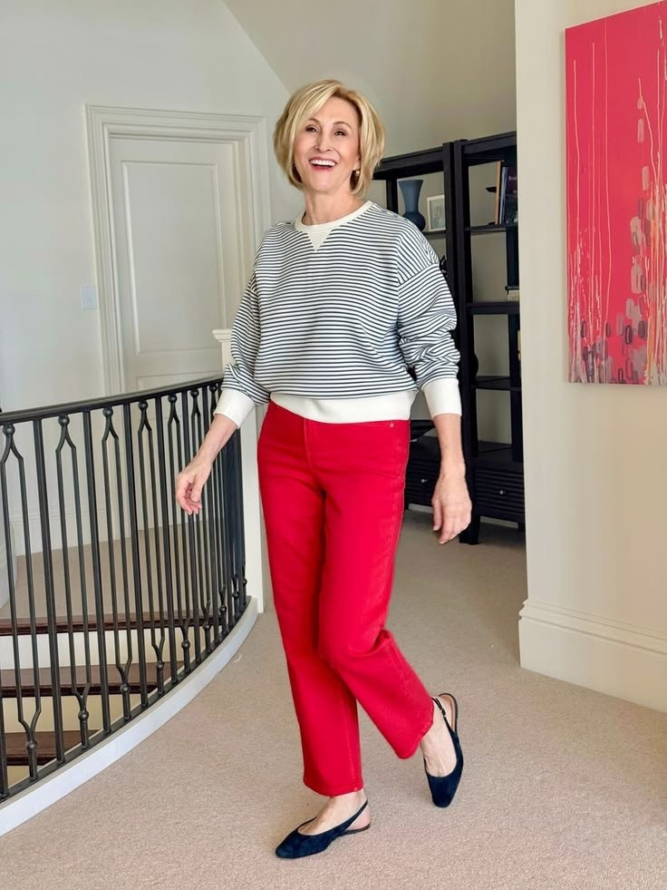One of those outfits that feels just as good as it looks ❤️ I paired this striped AirEssentials top from Spanx with their red jeans and simple ballet flats for an easy, polished look. The top is incredibly soft and lightweight, and the red jeans add the perfect pop of color. Comfortable, classic, and just a little bit fun — my favorite kind of outfit.✨

#LTKSeasonal #LTKootd #LTKOver40