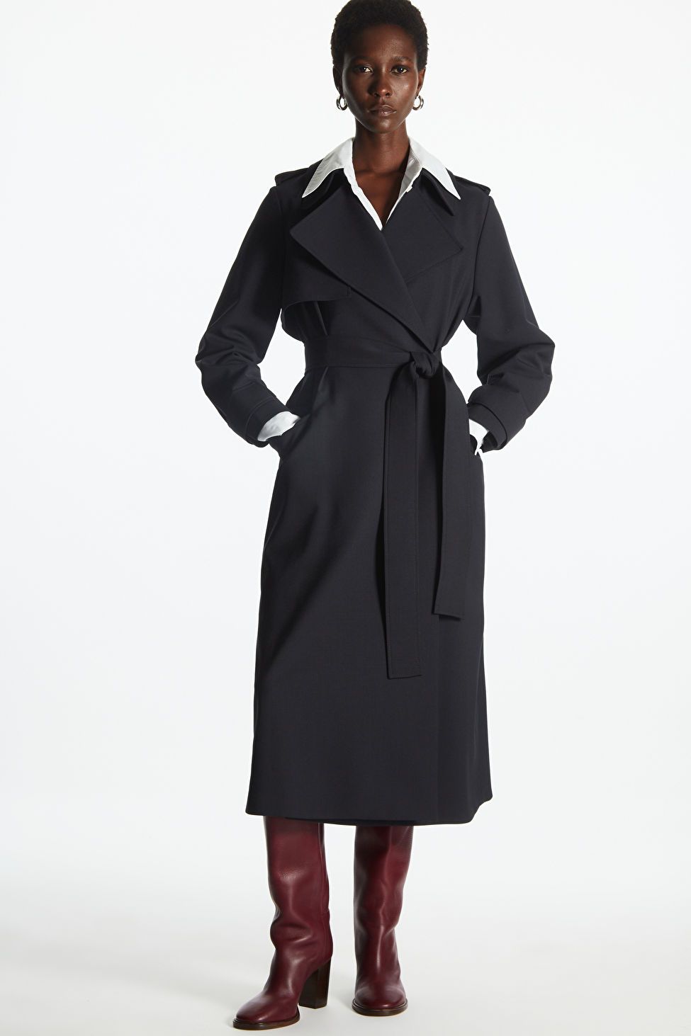 DOUBLE-BREASTED TRENCH COAT - Navy - COS | COS UK