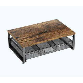 2-Tier Monitor Stand with Drawer and Pen Holder, Wood and Metal Desk Organizer | The Home Depot