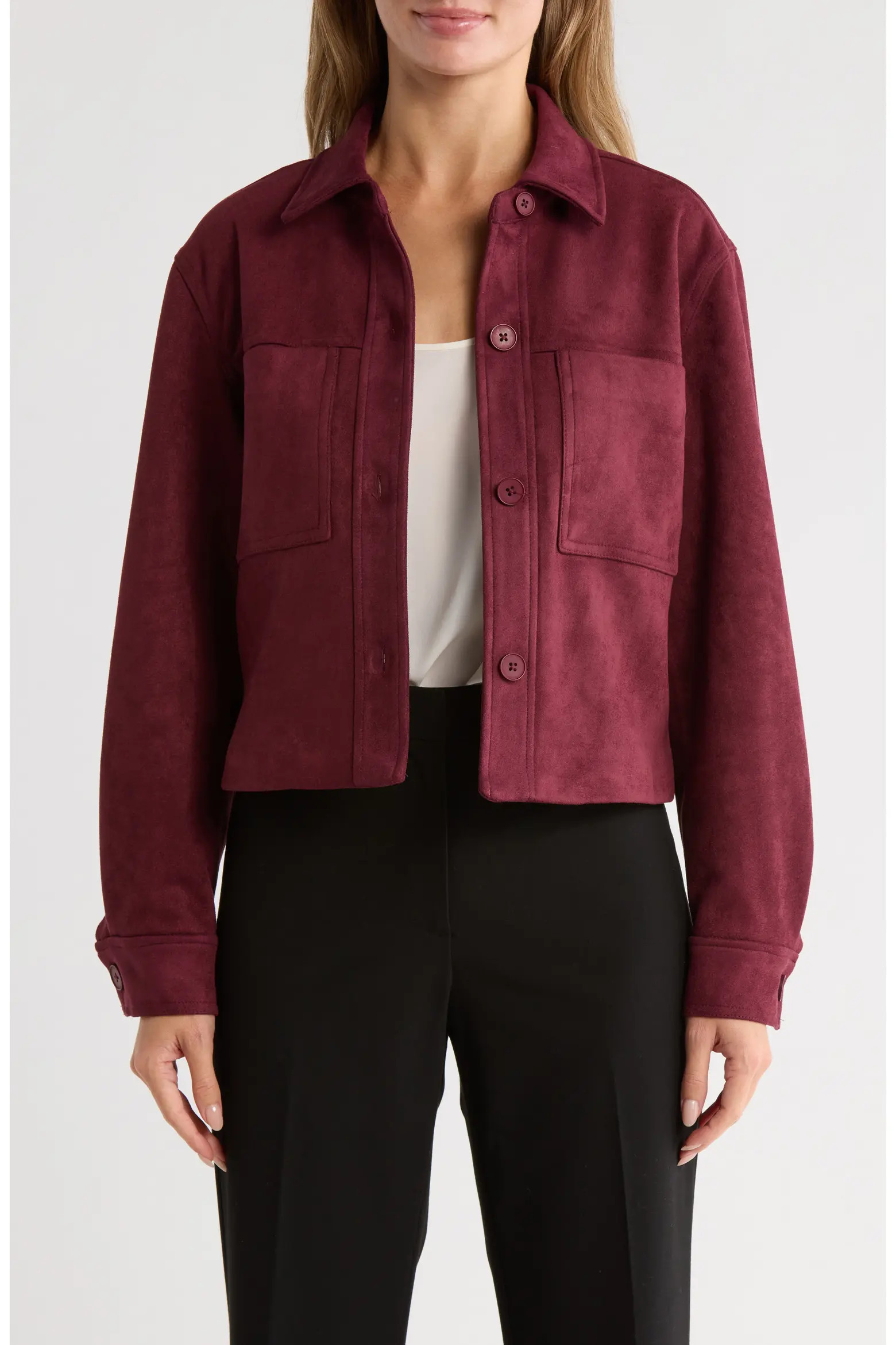 T Tahari Crop Faux Suede Jacket (Women) | Nordstromrack | Nordstrom Rack