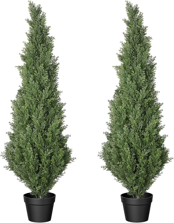 4FT Artificial Cypress Trees 2 Pack Faux Topiary Plants for Outdoor Indoor Home Decor Fake Shrubs... | Amazon (US)