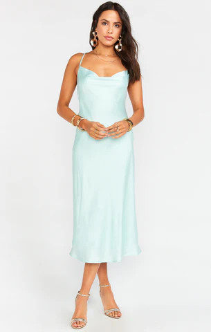 Verona Cowl Dress ~ Mint Luxe Satin | Show Me Your Mumu