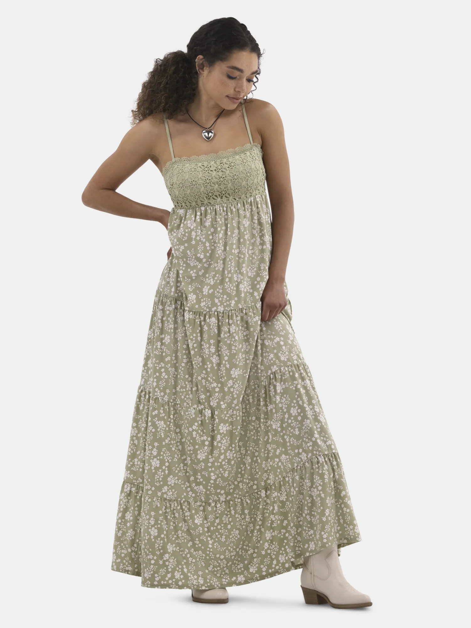 No Boundaries Crochet Lace Maxi Dress, Women's | Walmart (US)