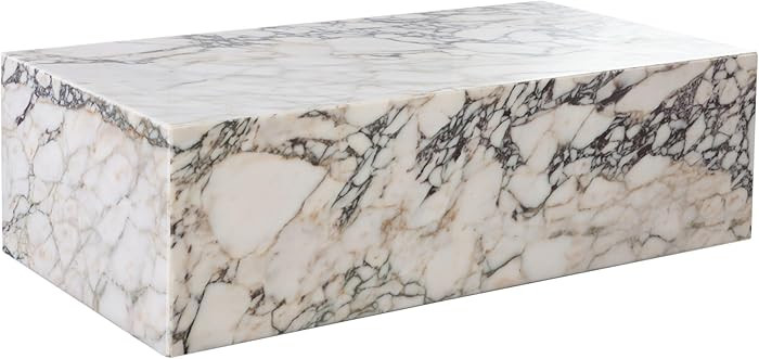 Benzara Rey Cocktail Coffee Table, 48 Inch Rectangular Natural Viola Marble Body | Amazon (US)