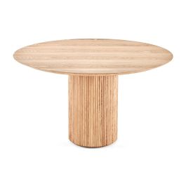 Piper Fluted Natural Wood Round Dining Table | Eternity Modern