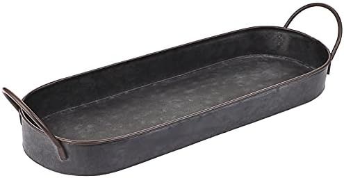 Hipiwe Industrial Style Metal Iron Tray Galvanized Serving Tray for Coffee Table, Home Decorative... | Amazon (US)
