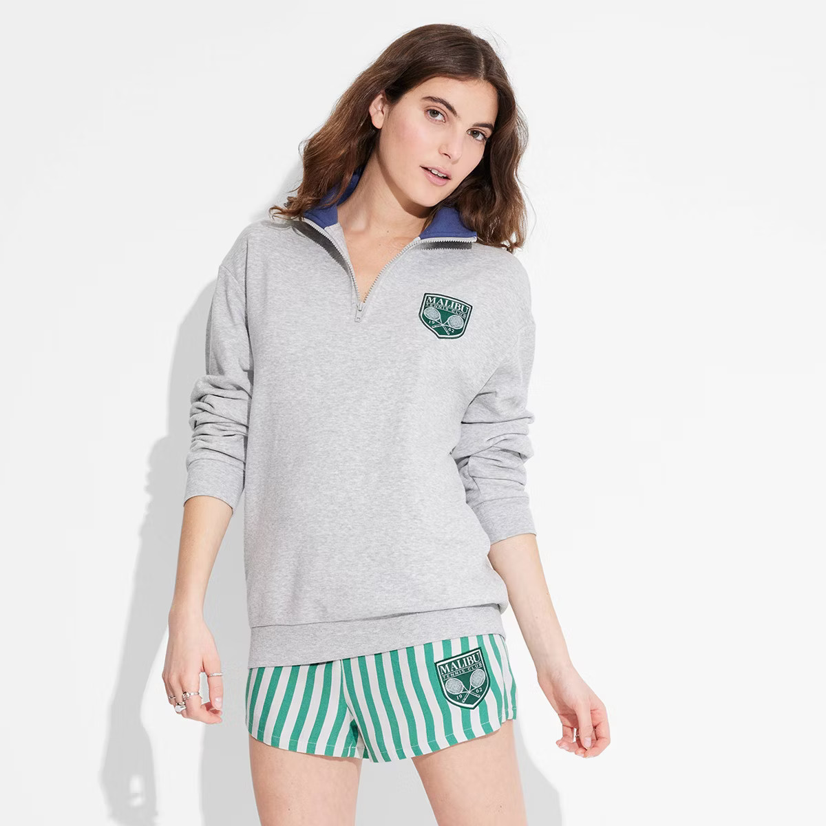 Women's Malibu Tennis Club Graphic Sweatshirt - Heather Gray L | Target