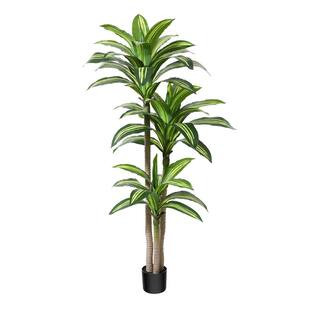 DR.Planzen 5 ft. Artificial Dracaena Tree, Fake Tropical Plants Faux Potted Silk Floor Plant Indo... | The Home Depot