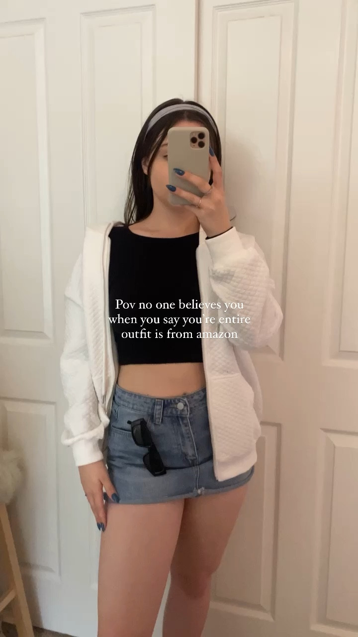 Cute amazon outfit inspo!

Sizing:
- jacket is true to size, I got a medium for an oversized fit
- sweater top is true to size, wearing a small
- skirt runs short, wearing a large for extra length (still SUPER short, linking a similar one that’s longer)

college fashion / college outfits / college class outfits / college fits / college girl / college style / college essentials / amazon college outfits / back to college outfits / back to school college outfits / college tops / Neutral fashion / neutral outfit / Clean girl aesthetic / clean girl outfit / Pinterest aesthetic / Pinterest outfit / that girl outfit / that girl aesthetic / vanilla girl / Fall outfits / fall fashion 2023 / fall outfits 2023 / fall outfits women / fall outfit inspo / fall outfit ideas / womens fall outfits / fall outfit inspirations / cute fall outfits / casual fall outfits / fall fashion 2023 / fall fashion trends / womens fall fashion / edgy fall fashion / amazon skirt / amazon sweaters / amazon headbands / amazon sunglasses / amazon denim skirts / amazon crop tops
