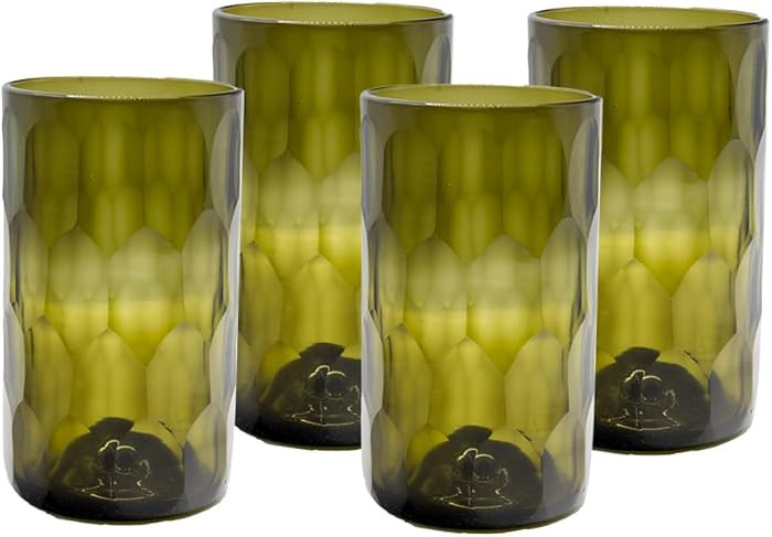 IWAS Upcycled Tall Drinking Glasses | Hand Crafted Large Honeycomb | 400 ML | 13.53 OZ | Set of 4... | Amazon (US)