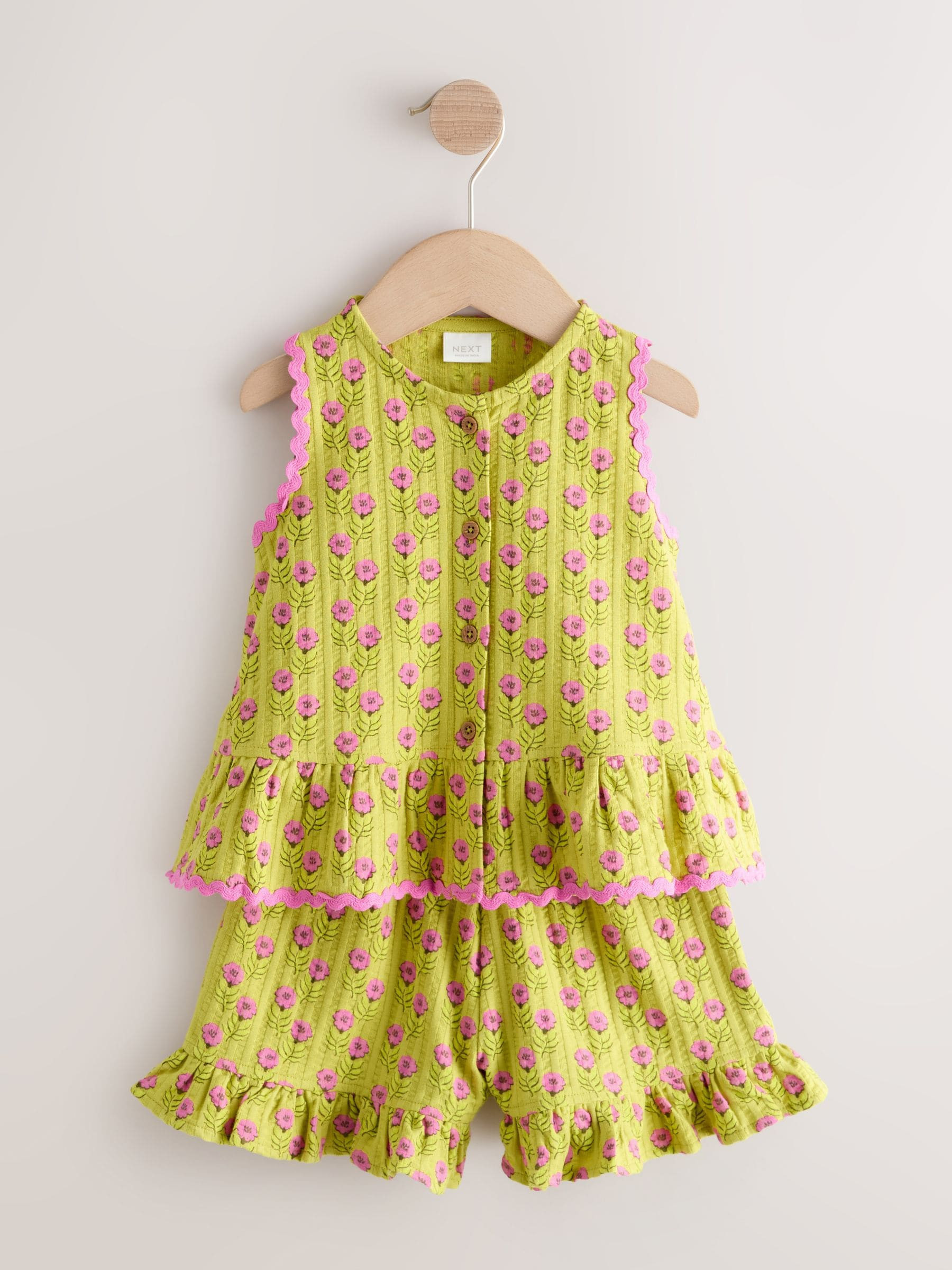 Next Green/Pink Flower Peplum Vest and Shorts Set (3mths-7yrs) | Next US