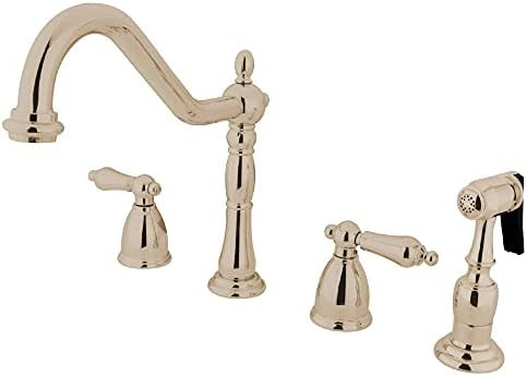 Kingston Brass KB1796ALBS Heritage 8-Inch Widespread Kitchen Faucet Metal Lever Handle Sprayer, Poli | Amazon (US)