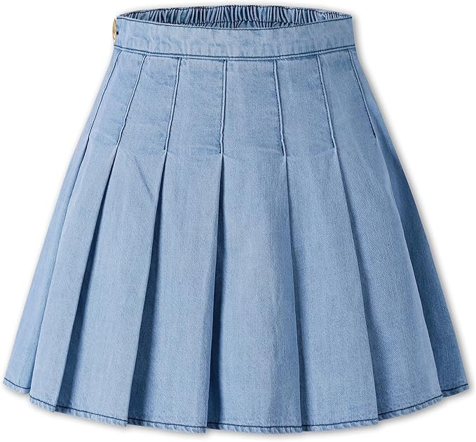 SANGTREE Girls Women's Pleated Skirt, Elastic Waist Uniform Skirt Plus Size, 2 Years - US 4XL | Amazon (US)