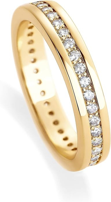 PAVOI 18K Gold Plated Stacking Tiny Cubic Zirconia Band | Eternity Rings for Women | Thumb Ring | Amazon (US)