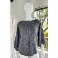 Vintage Tse Kimono Style Cable Knit Pepper Black Sweater/Ps | Etsy (US)