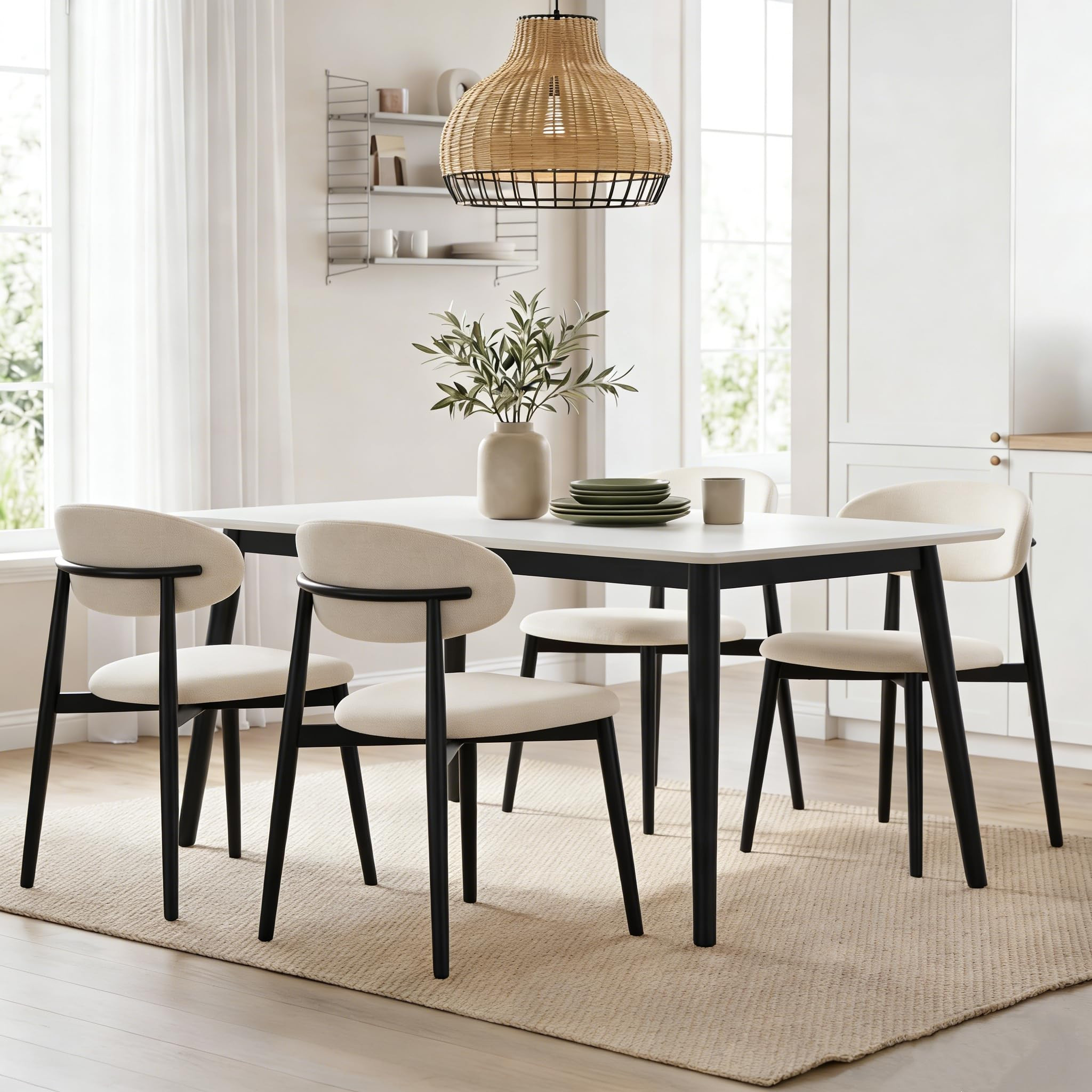 UVV Dining Chairs Set of 4, Metal Kitchen Chairs with Modern Fabric Upholstered for Dining Room, ... | Amazon (US)