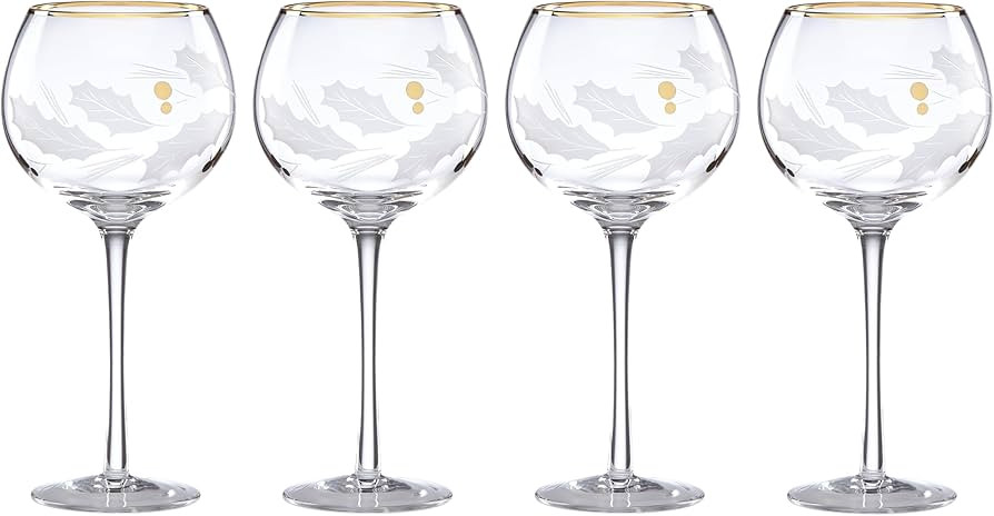 Lenox 886857 Holiday Gold 4-Piece Balloon Glass Set, Christmas Dinnerware, Hosting | Amazon (US)