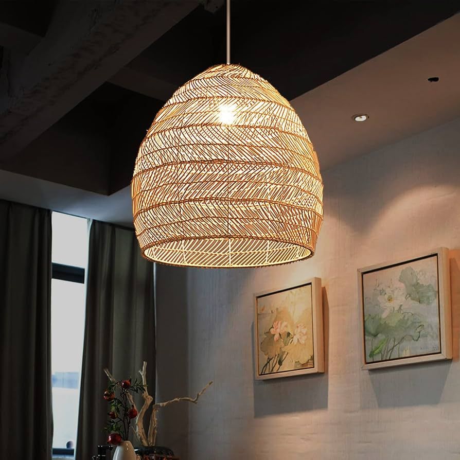 Arturesthome Rattan Woven Pendant Fixture Shades, Handmade Hanging Ceiling Lamp Crafts Lampshade ... | Amazon (US)