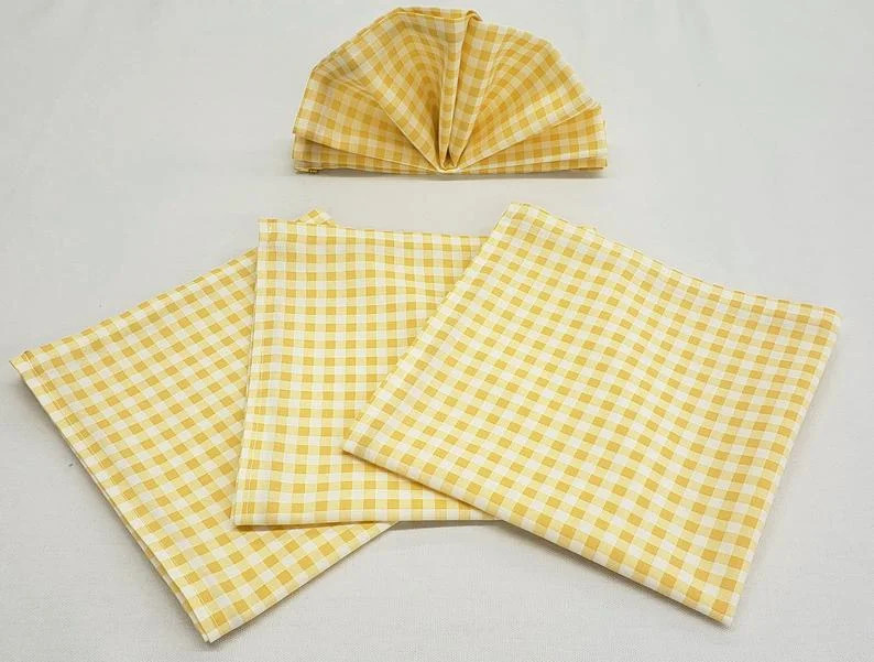 Yellow & White Checked Gingham Gingham Cloth Napkins by Penny's Needful Things (Set of 4) | Walmart (US)