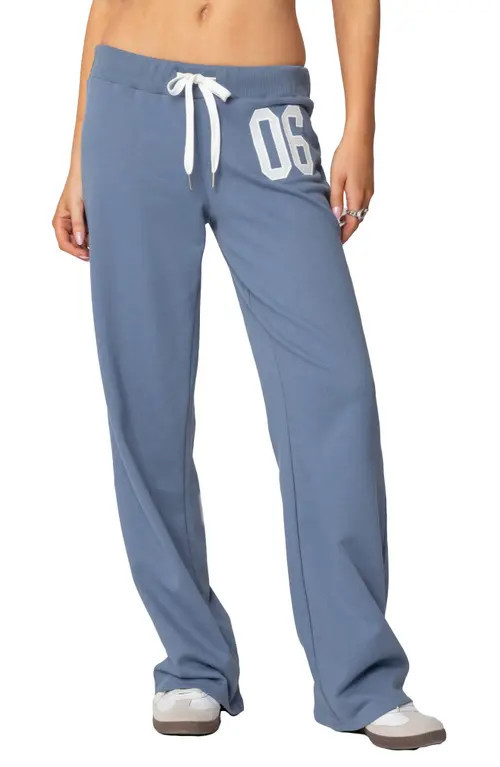 EDIKTED 06 Wide Leg Drawstring Sweatpants in Blue at Nordstrom, Size Large | Nordstrom