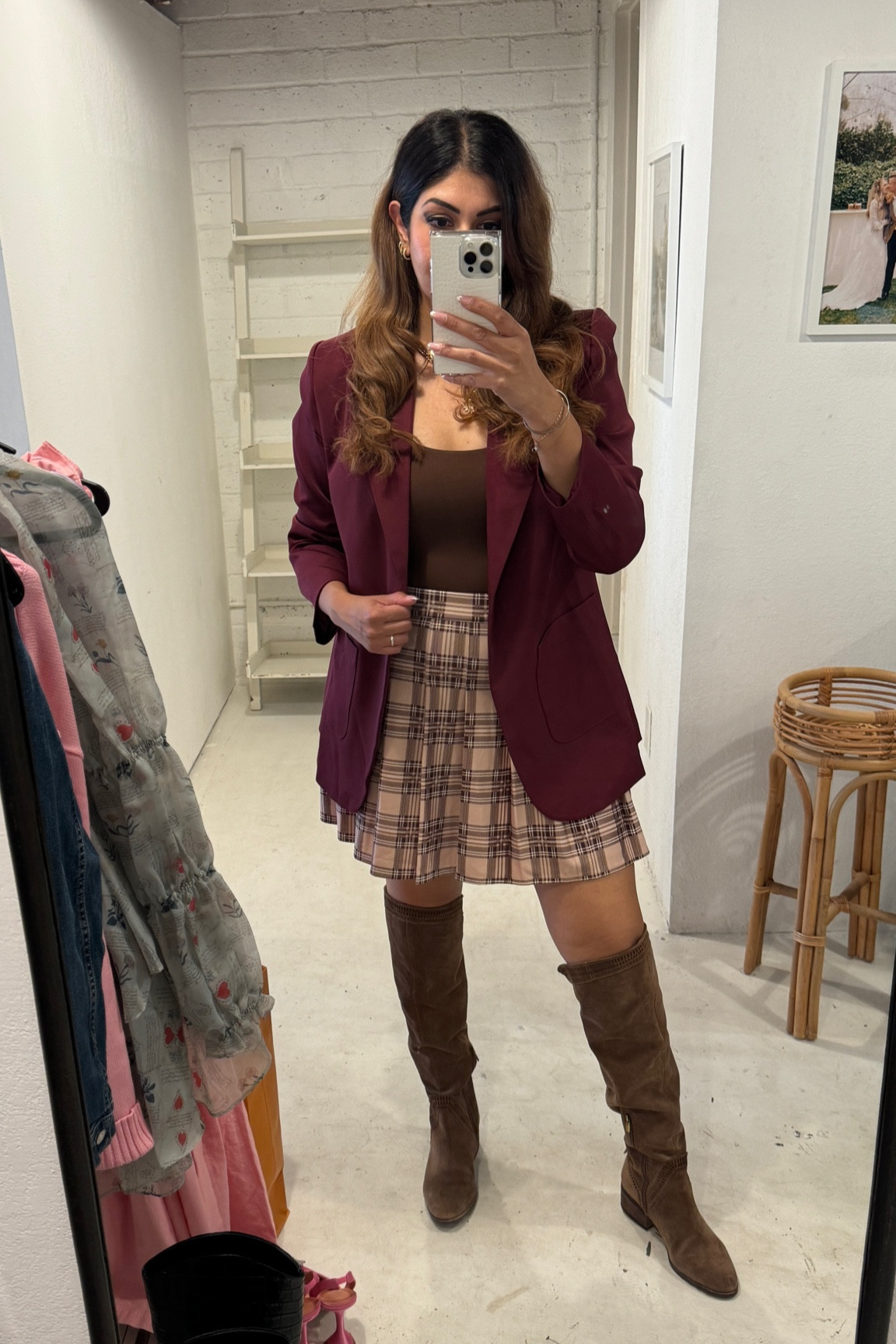 Can’t believe it’s from Amazon! This burgundy blazer is so pretty! I’ve paired with a buttery soft bodysuit and this plaid pleated skirt for a preppy fall work outfit. Can’t forget the suede boots! 

Fall outfit / fall colors / fall style / fall teachers outfit / fall workwear / chic fall outfit 

#LTKSeasonal #LTKxPrimeDay #LTKWorkwear