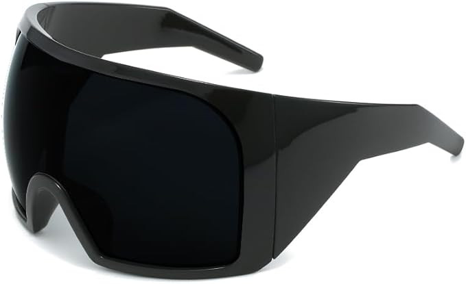 Wrap Around Oversized Sunglasses for Women Men Cool Futuristic Rave Trendy Sunglasses Big Curved ... | Amazon (US)