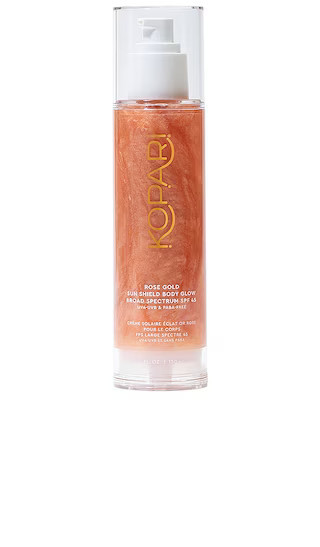 Kopari Rose Gold Sun Shield Body Glow SPF 45 in Rose Gold. | Revolve Clothing (Global)