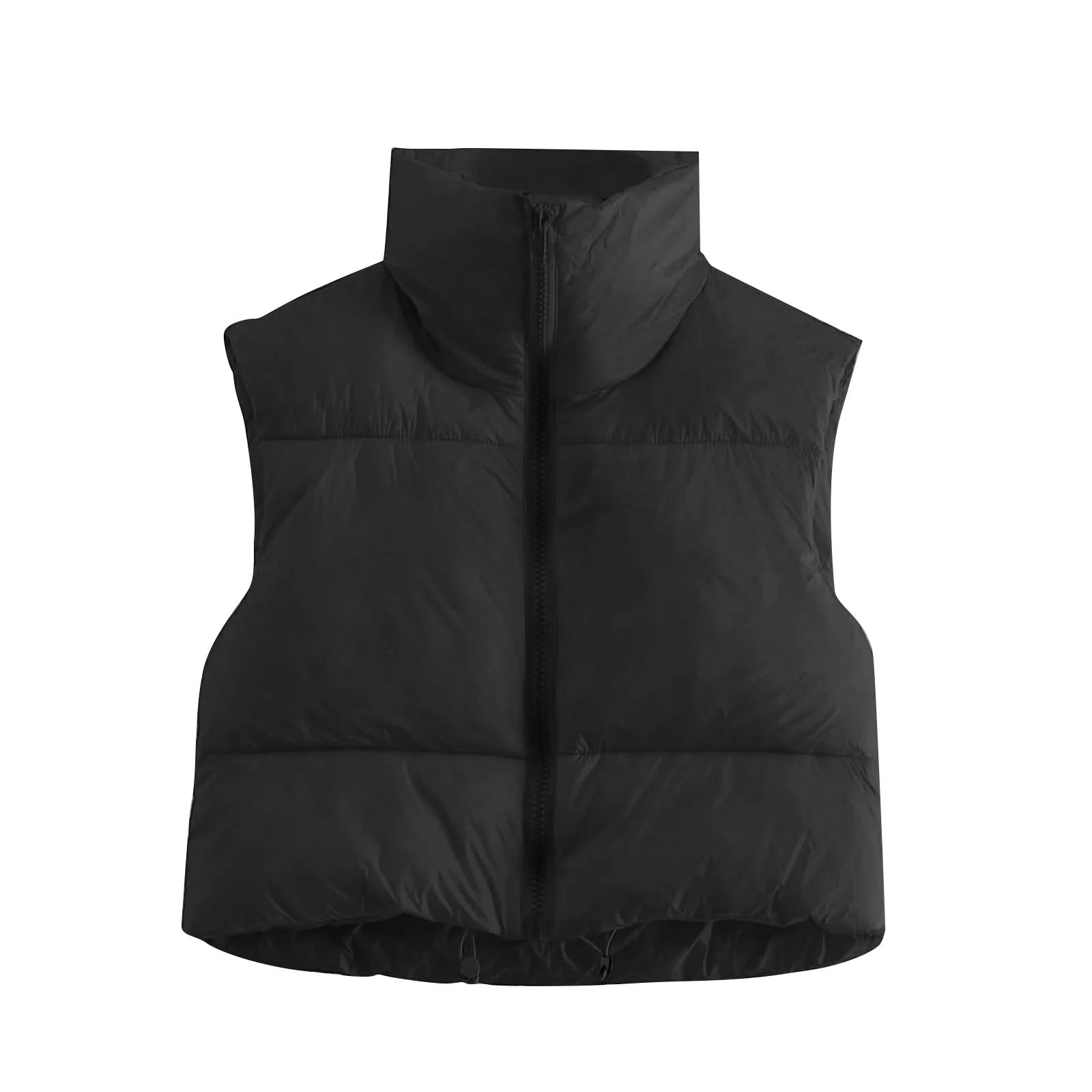 Women's Stand Collar Winter Crop Vest Lightweight Sleeveless Warm Outerwear Puffer Vest Padded Gi... | Walmart (US)