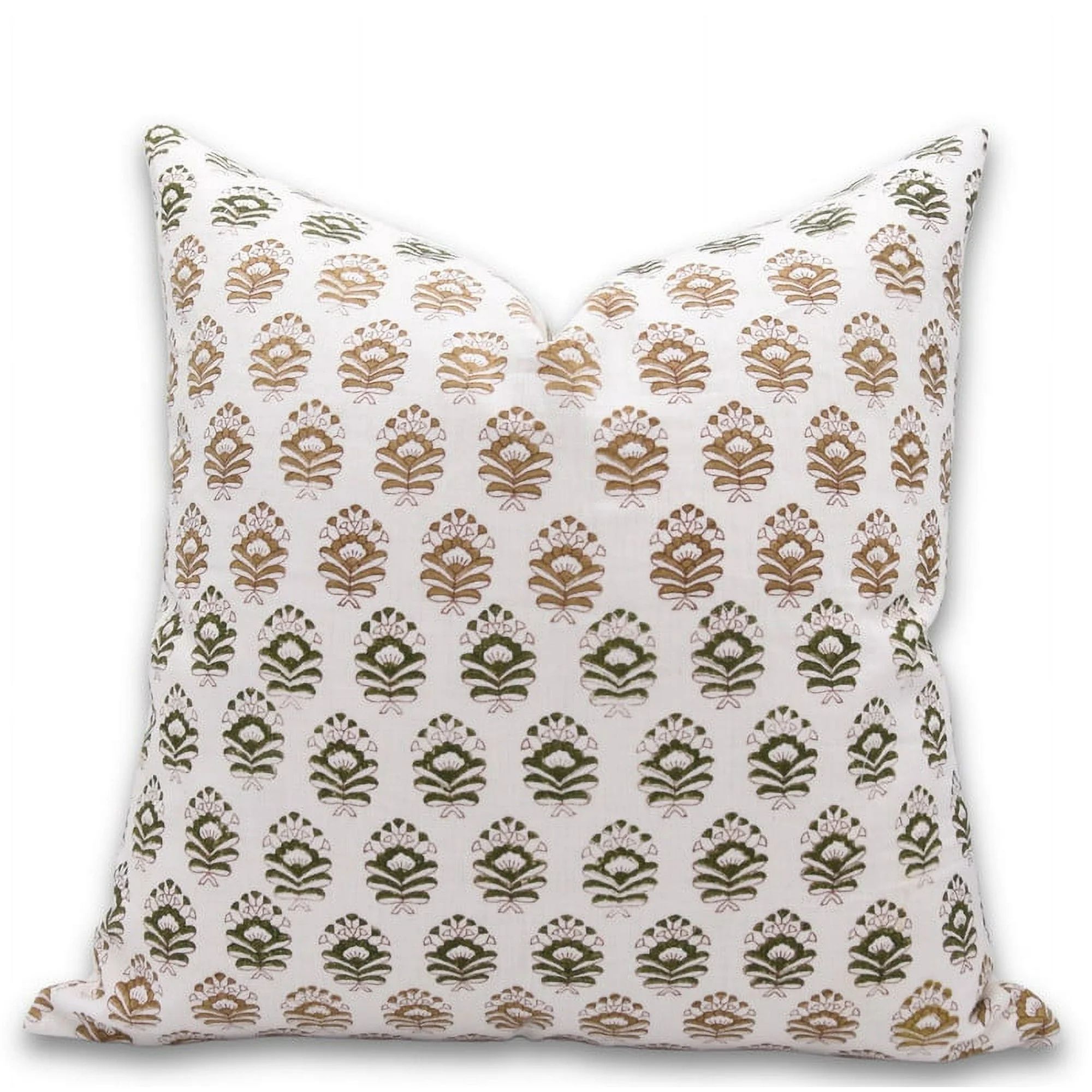 Fabdivine Block Print Throw Pillow Cover, 14x20 InchPure Linen Decorative Cushion Cover, Floral B... | Walmart (US)
