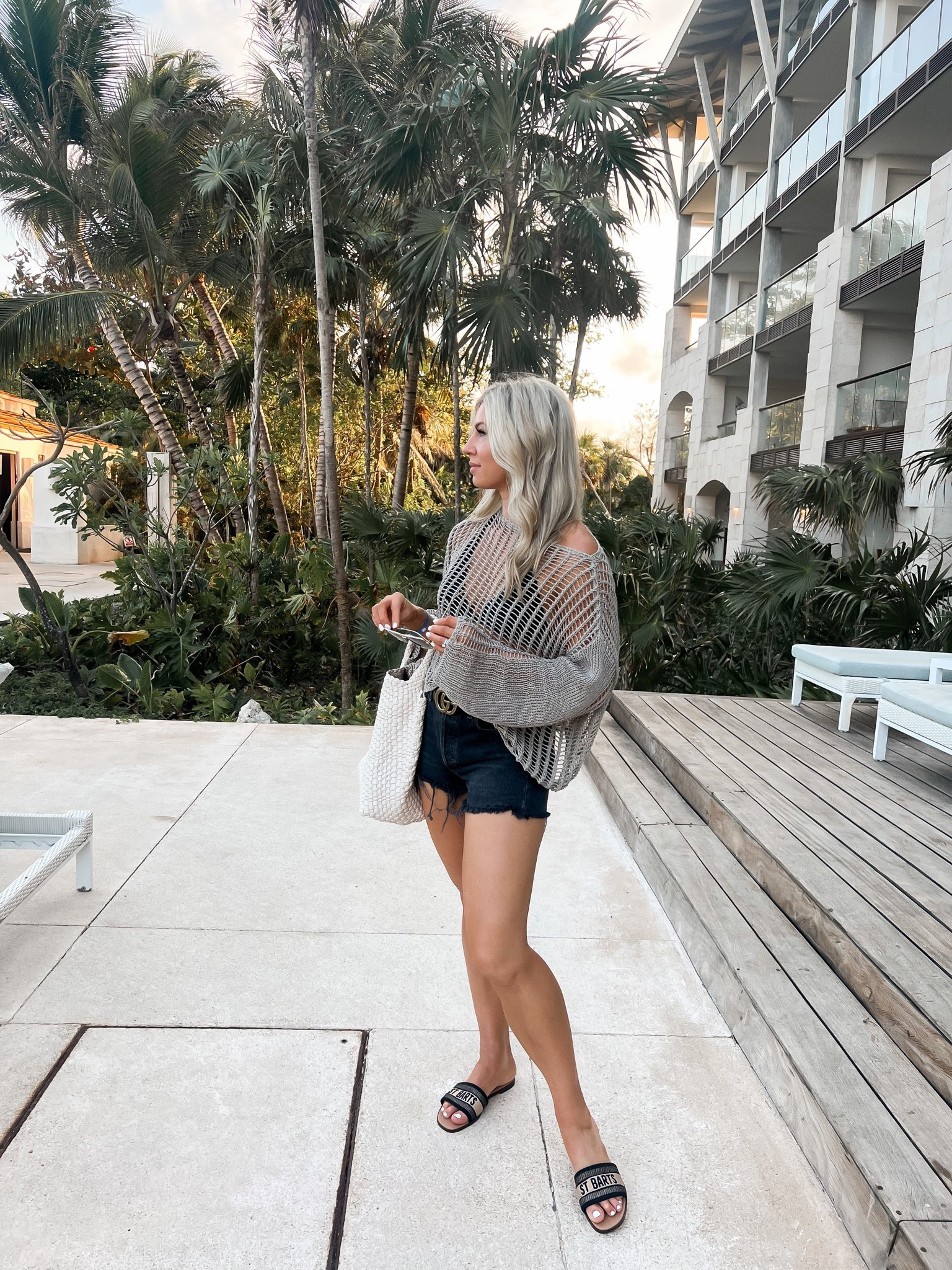 Summer look with a fun swim cover sweater and denim shorts.
Shoes tts 

#LTKshoecrush #LTKstyletip #LTKswim