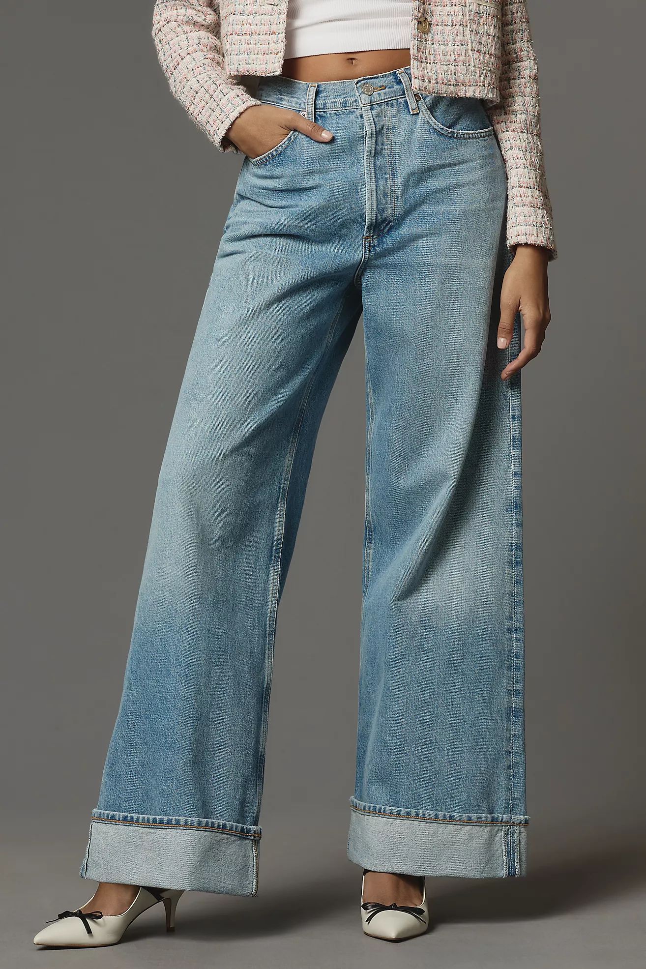 AGOLDE Dame High-Rise Cuffed Wide-Leg Jeans | Anthropologie (US)