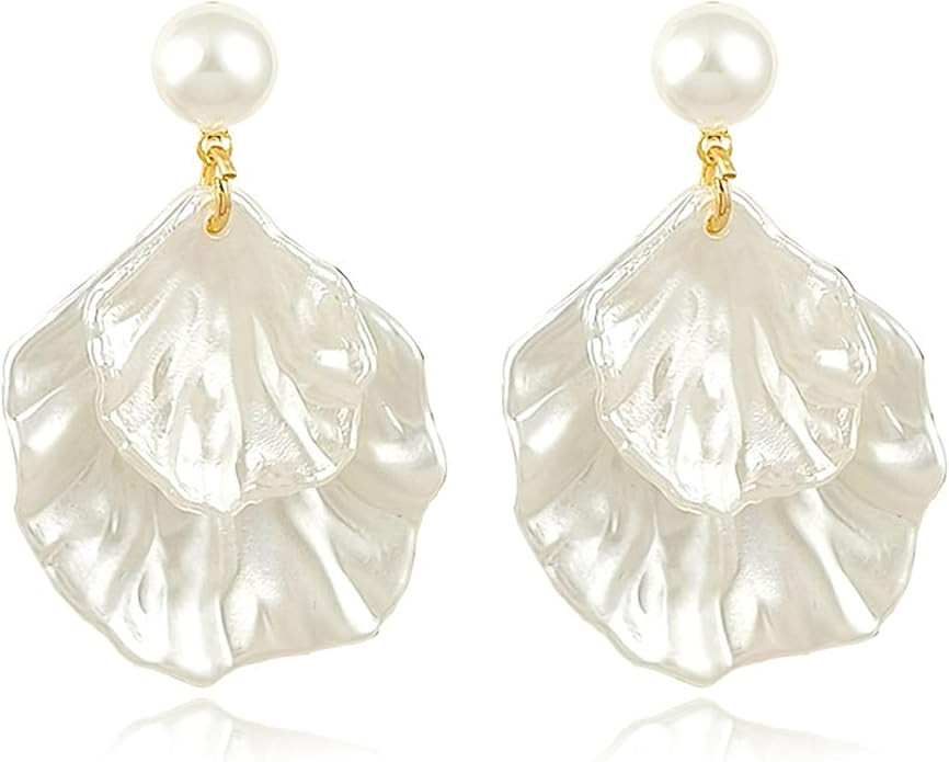 Long Pearl Earrings for Women 925 sterling silver Pearl Dangle Earrings Hypoallergenic Elegant We... | Amazon (US)