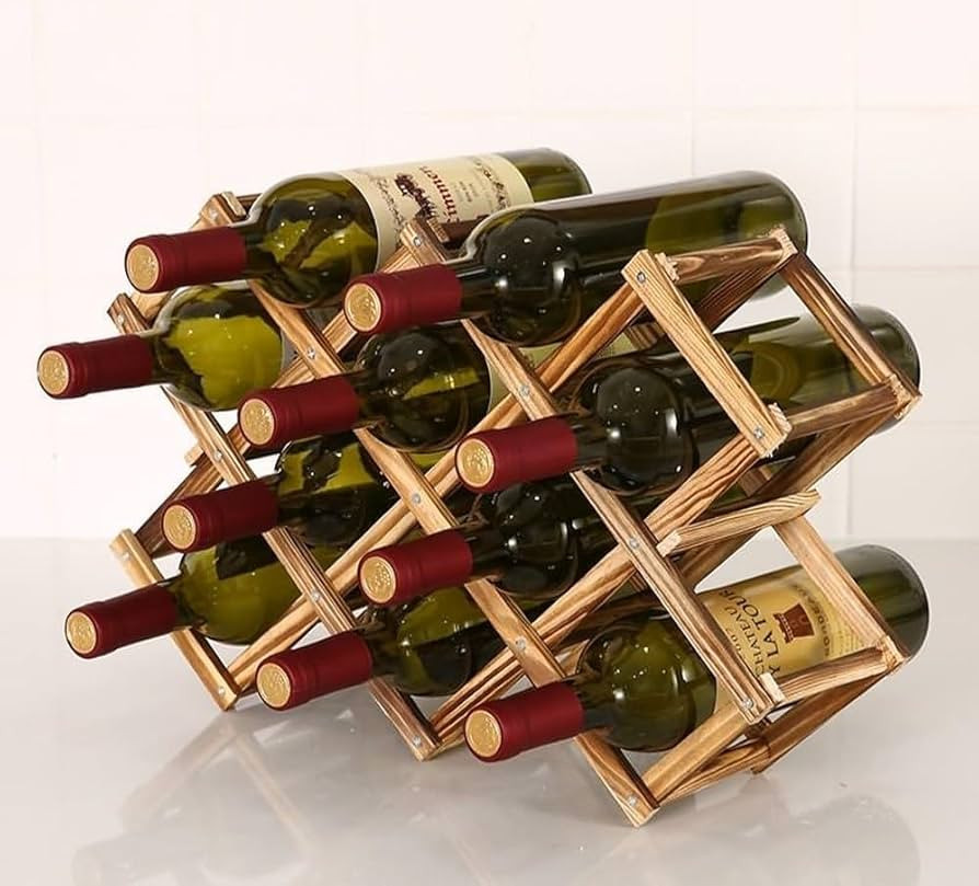 Freestanding Stackable Wine Rack Organizer for Countertop and Cabinets with Foldable Design and S... | Amazon (US)