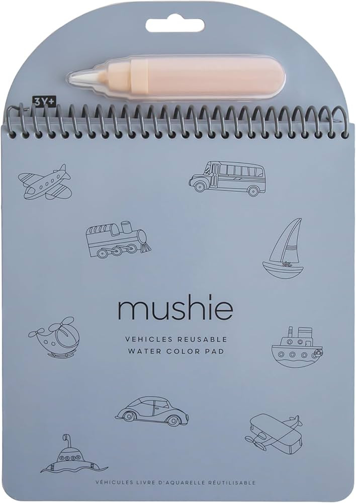 mushie Vehicles Reusable Water Color Pad | Montessori Travel Activity Book with Planes, Trains, a... | Amazon (US)
