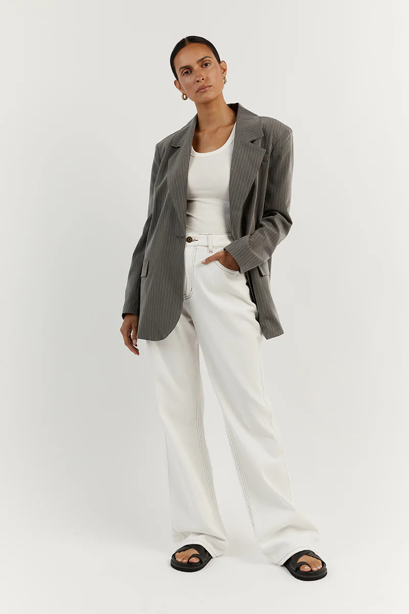 DIEGO LIGHT GREY PINSTRIPE BLAZER | DISSH