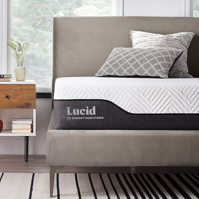LUCID 10 Inch Hybrid Mattress - Bamboo Charcoal and Aloe Vera Infused - Memory Foam and Encased S... | Amazon (US)